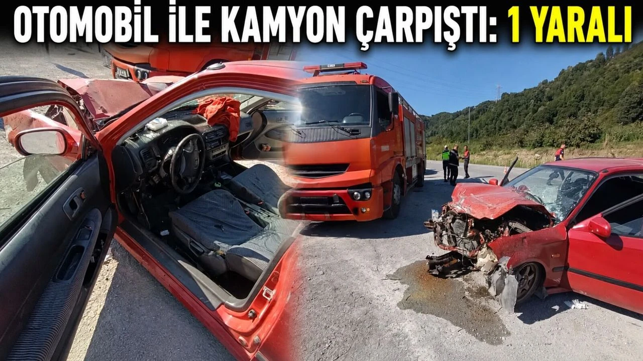 Alaplı-Akçakoca yolunda otomobil ile kamyon çarpıştı: 1 yaralı