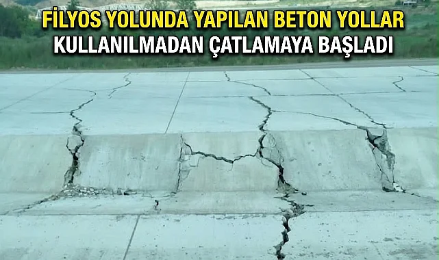 Filyos yolunda yeni yapılan beton yolda çatlaklar oluştu
